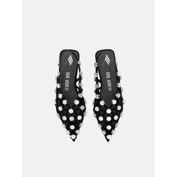 The Attico Grid Ballerina Flats in Black | Flats | Coveti