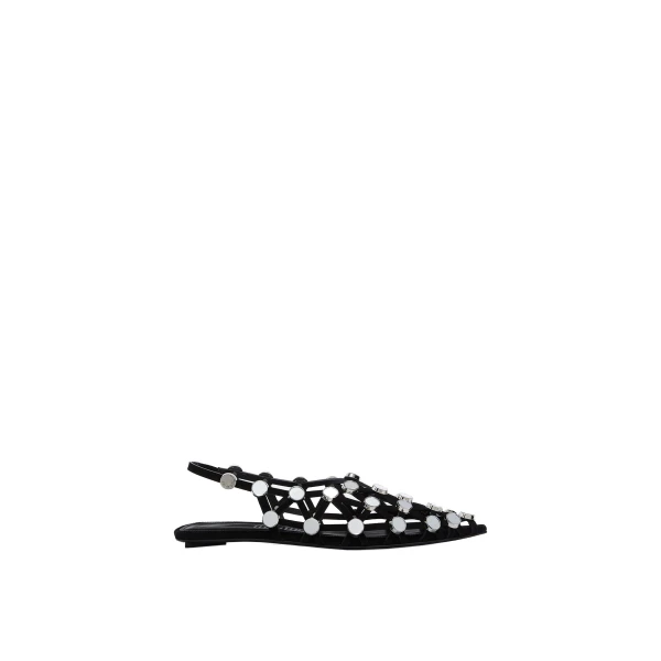 The Attico Grid Ballerina Flats in Black | Flats | Coveti