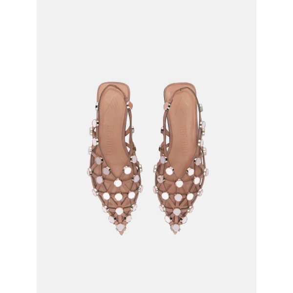 The Attico Grid Ballerina Flats in Mud | Flats | Coveti