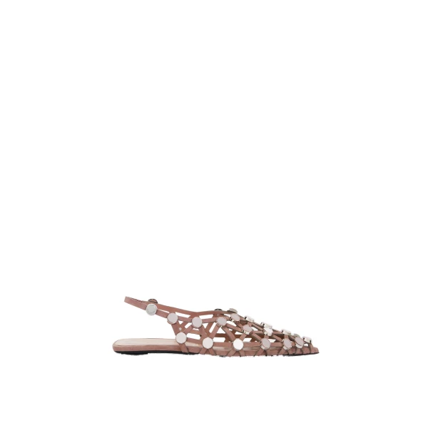 The Attico Grid Ballerina Flats in Mud | Flats | Coveti