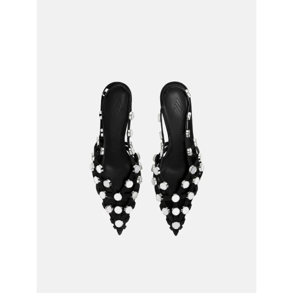 The Attico Grid Slingback Pumps in Black | Heels | Coveti