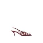 The Attico Grid Slingback Pumps in Burgundy and Light Pink | Heels | Coveti