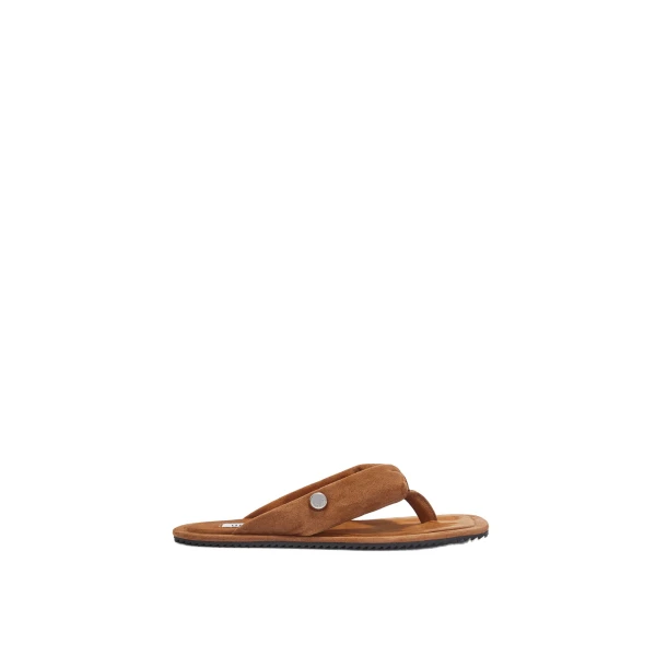 The Attico Indie Flat Thong Sandals in Pale Brown | Flats | Coveti