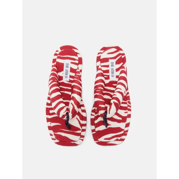 The Attico Indie Flat Thong Sandals in Red and Milk | Flats | Coveti