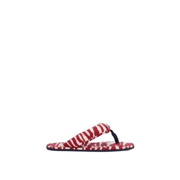 The Attico Indie Flat Thong Sandals in Red and Milk | Flats | Coveti