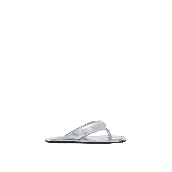 The Attico Indie Flat Thong Sandals in Silver | Flats | Coveti