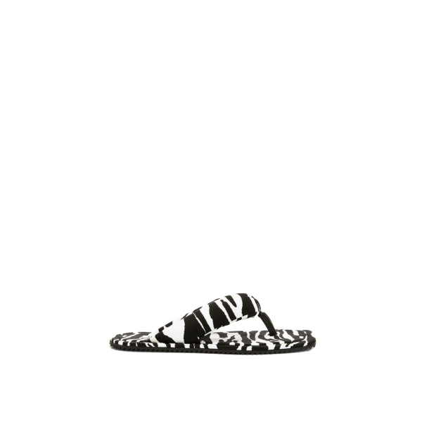 The Attico Indie Flat Thong Sandals in White and Black | Flats | Coveti