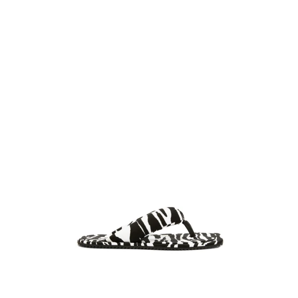 Indie Flat Thong Sandals in White and Black
