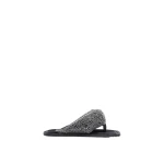 The Attico Indie Max Flat Thong Sandals in Black and Crystal | Flats | Coveti
