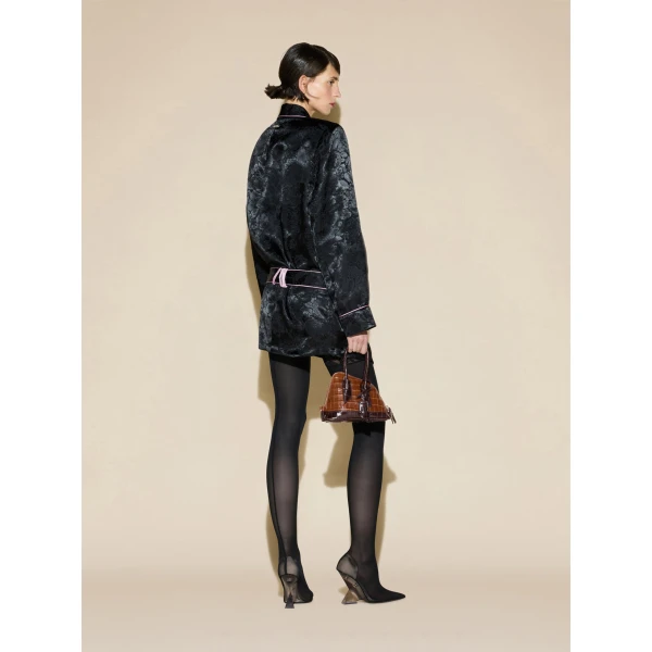 The Attico Jacquard Robe Mini Dress in Black | Mini Dresses | Coveti