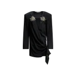 The Attico Jewelled Wrap Mini Dress in Black | Mini Dresses | Coveti