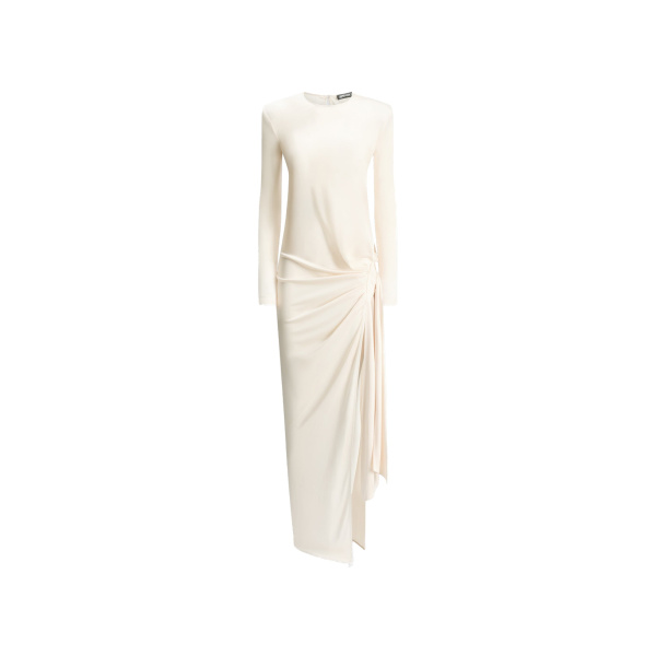 Knotted Jersey Maxi Dress in Ivory