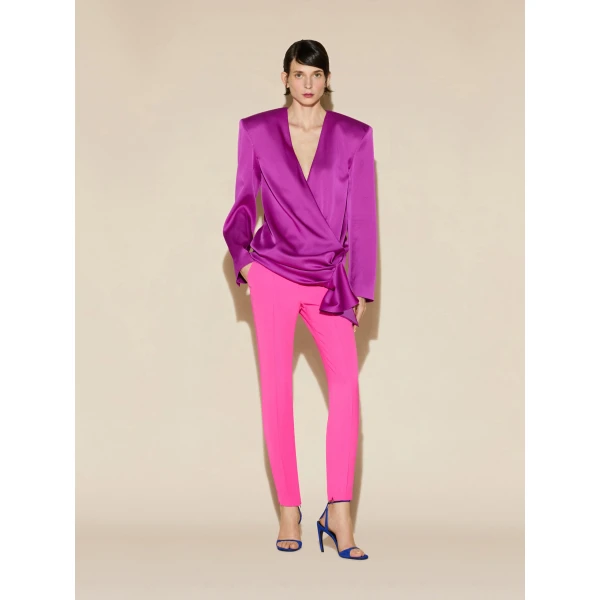 The Attico Knotted Satin Mini Dress in Hot Pink | Mini Dresses | Coveti