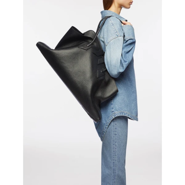 The Attico La Passeggiata Large Top Handle Bag in Black | Totes & Top-Handle Bags | Coveti
