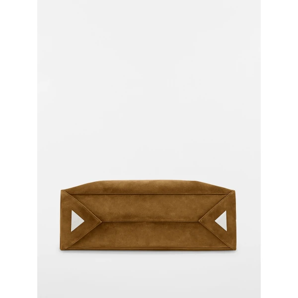 The Attico La Passeggiata Large Top Handle Bag in Tobacco Suede | Totes & Top-Handle Bags | Coveti