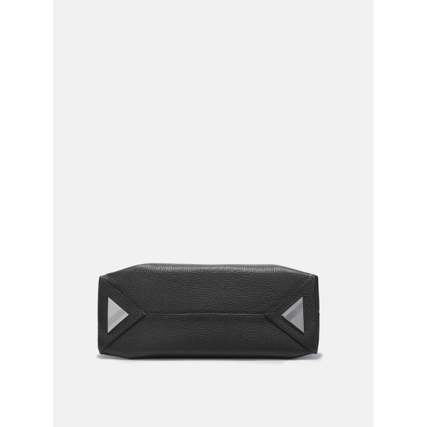 The Attico La Passeggiata Medium Top Handle Bag in Black Grained Leather | Totes & Top-Handle Bags | Coveti