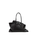 The Attico La Passeggiata Medium Top Handle Bag in Black Smooth Leather | Totes & Top-Handle Bags | Coveti