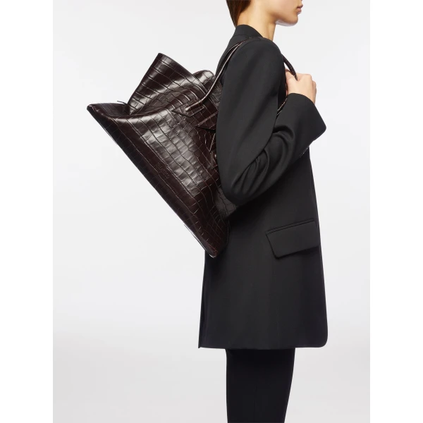 The Attico La Passeggiata Medium Top Handle Bag in Coffee | Totes & Top-Handle Bags | Coveti