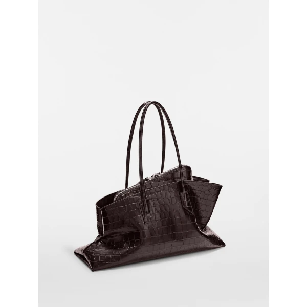 The Attico La Passeggiata Medium Top Handle Bag in Coffee | Totes & Top-Handle Bags | Coveti