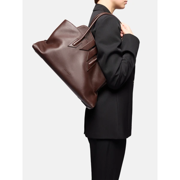 The Attico La Passeggiata Medium Top Handle Bag in Dark Brown | Totes & Top-Handle Bags | Coveti