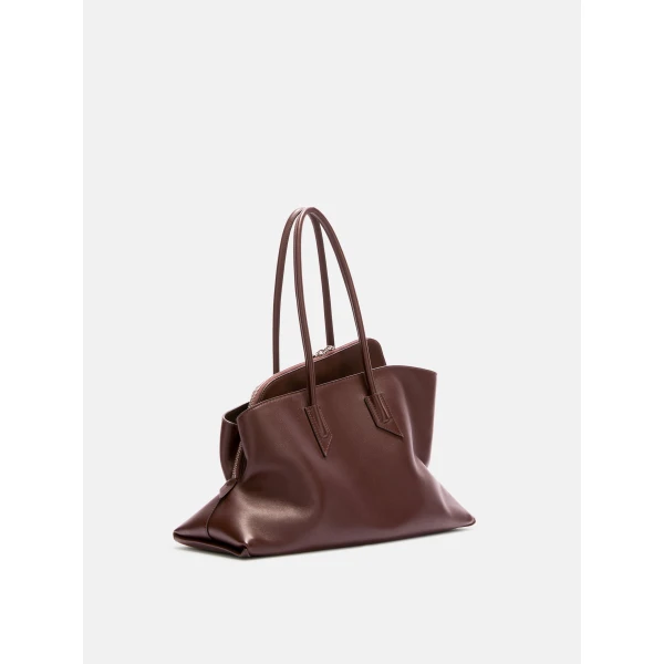 The Attico La Passeggiata Medium Top Handle Bag in Dark Brown | Totes & Top-Handle Bags | Coveti