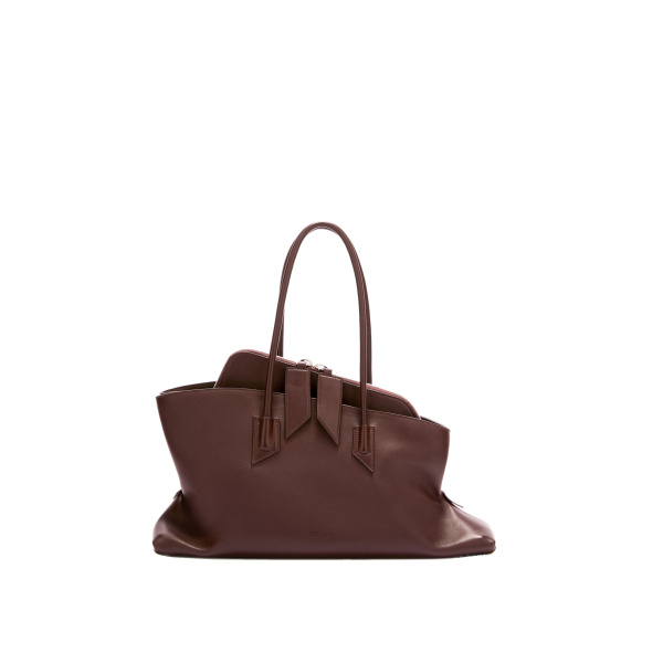 The Attico La Passeggiata Medium Top Handle Bag in Dark Brown | Totes & Top-Handle Bags | Coveti