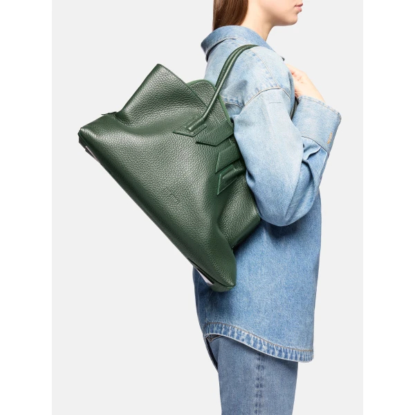 The Attico La Passeggiata Medium Top Handle Bag in Dark Forest | Totes & Top-Handle Bags | Coveti
