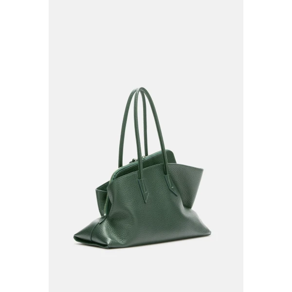 The Attico La Passeggiata Medium Top Handle Bag in Dark Forest | Totes & Top-Handle Bags | Coveti