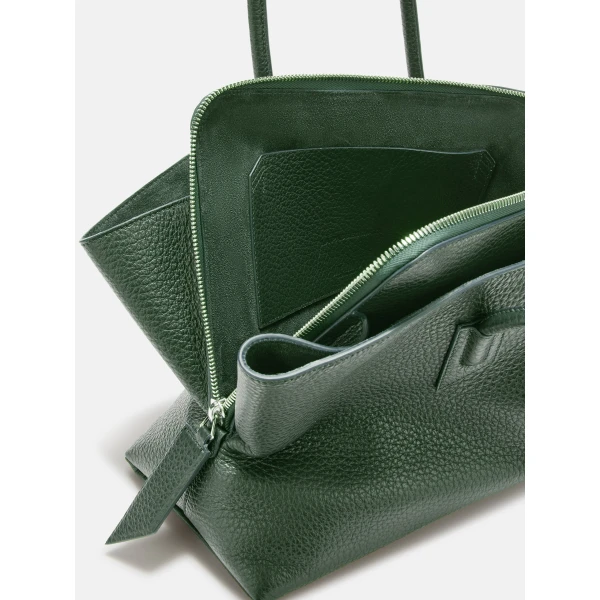 The Attico La Passeggiata Medium Top Handle Bag in Dark Forest | Totes & Top-Handle Bags | Coveti