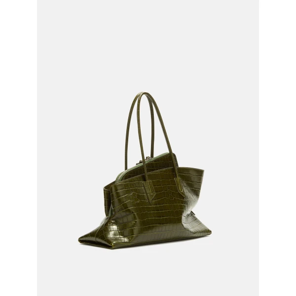 The Attico La Passeggiata Medium Top Handle Bag in Dark Green | Totes & Top-Handle Bags | Coveti