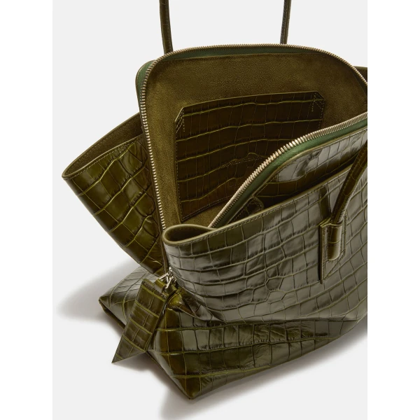 The Attico La Passeggiata Medium Top Handle Bag in Dark Green | Totes & Top-Handle Bags | Coveti