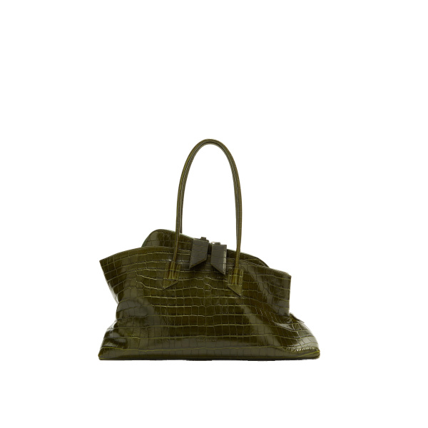 The Attico La Passeggiata Medium Top Handle Bag in Dark Green | Totes & Top-Handle Bags | Coveti