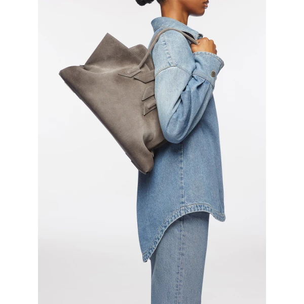 The Attico La Passeggiata Medium Top Handle Bag in Dark Grey | Totes & Top-Handle Bags | Coveti