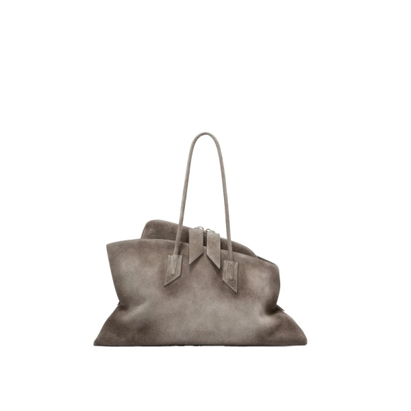 The Attico La Passeggiata Medium Top Handle Bag in Dark Grey | Totes & Top-Handle Bags | Coveti