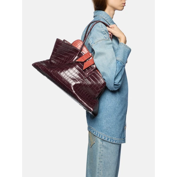 The Attico La Passeggiata Medium Top Handle Bag in Faded Bordeaux | Totes & Top-Handle Bags | Coveti