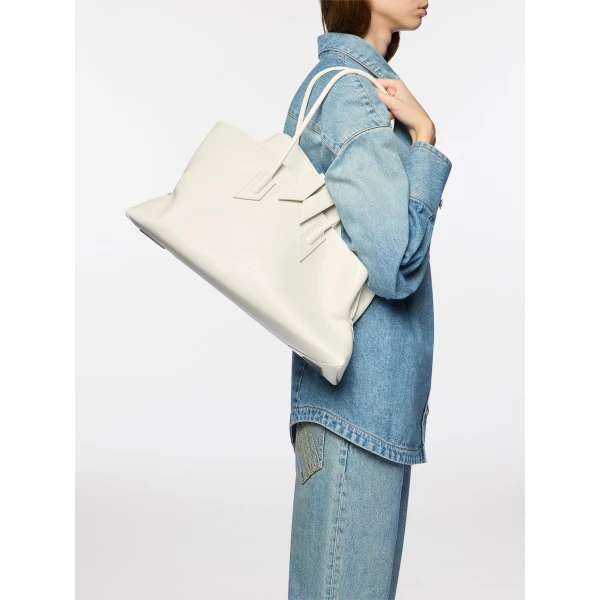 The Attico La Passeggiata Medium Top Handle Bag in Ice | Totes & Top-Handle Bags | Coveti