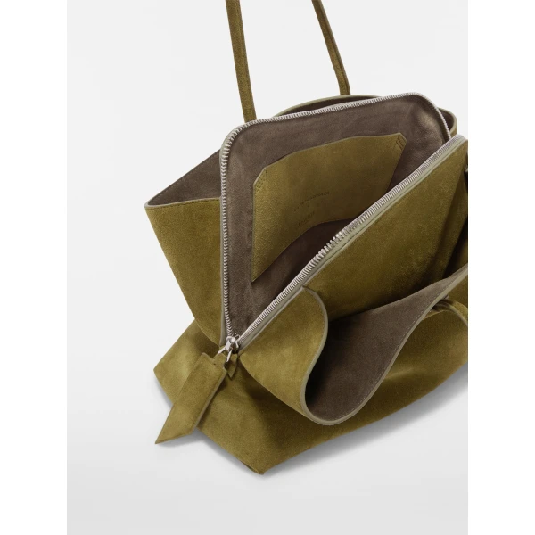 The Attico La Passeggiata Medium Top Handle Bag in Khaki | Totes & Top-Handle Bags | Coveti