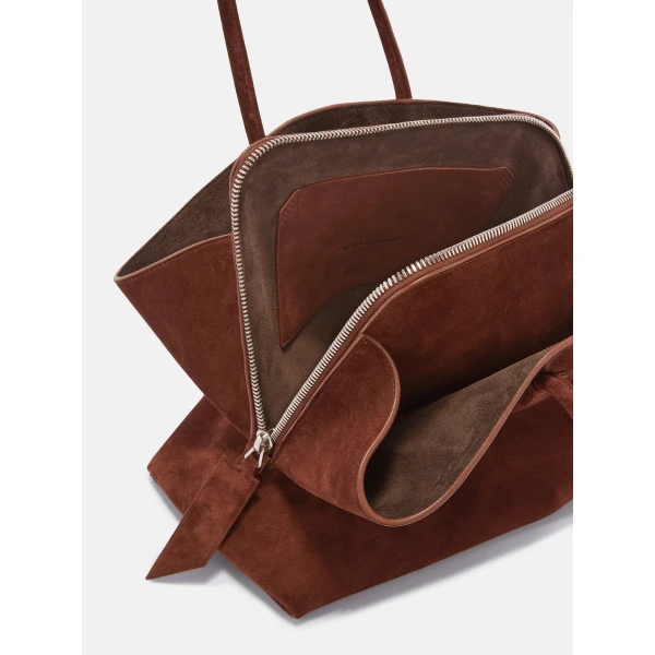 The Attico La Passeggiata Medium Top Handle Bag in Light Chocolate | Totes & Top-Handle Bags | Coveti