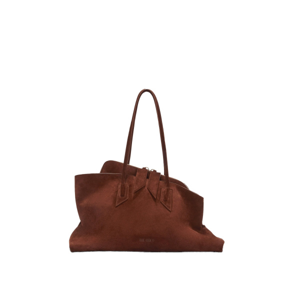 The Attico La Passeggiata Medium Top Handle Bag in Light Chocolate | Totes & Top-Handle Bags | Coveti