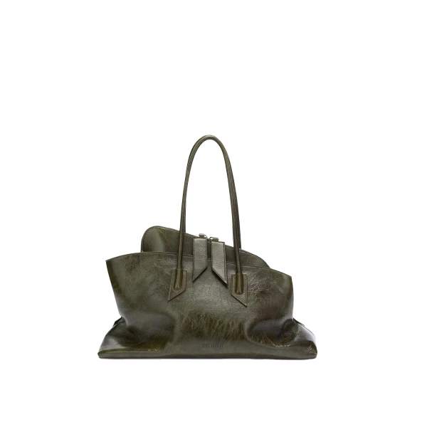 The Attico La Passeggiata Medium Top Handle Bag in Olive Brown | Totes & Top-Handle Bags | Coveti
