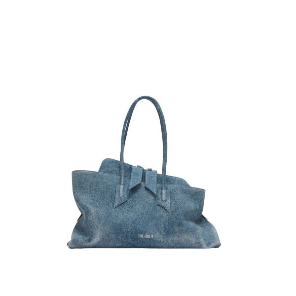 The Attico La Passeggiata Medium Top Handle Bag in Washed Denim | Totes & Top-Handle Bags | Coveti