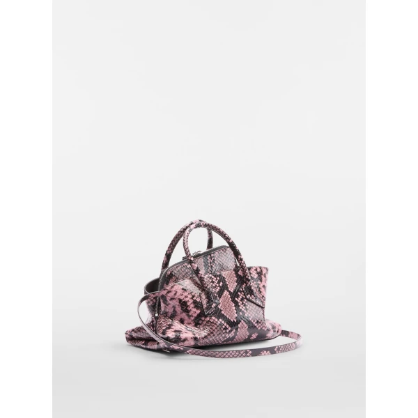 The Attico La Passeggiata Mini Bag in Black and Mauve Python Print | Totes & Top-Handle Bags | Coveti
