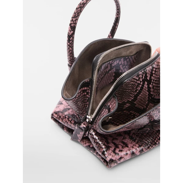 The Attico La Passeggiata Mini Bag in Black and Mauve Python Print | Totes & Top-Handle Bags | Coveti