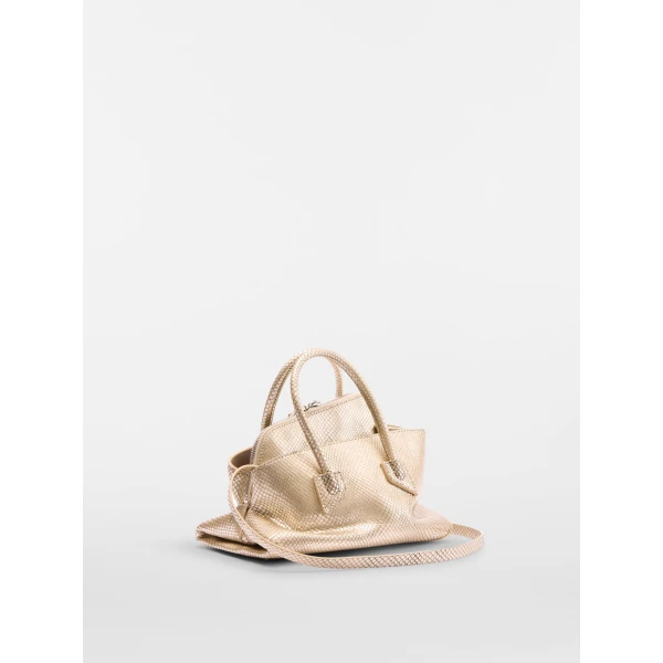 The Attico La Passeggiata Mini Bag in Platinum Watersnake Print | Totes & Top-Handle Bags | Coveti