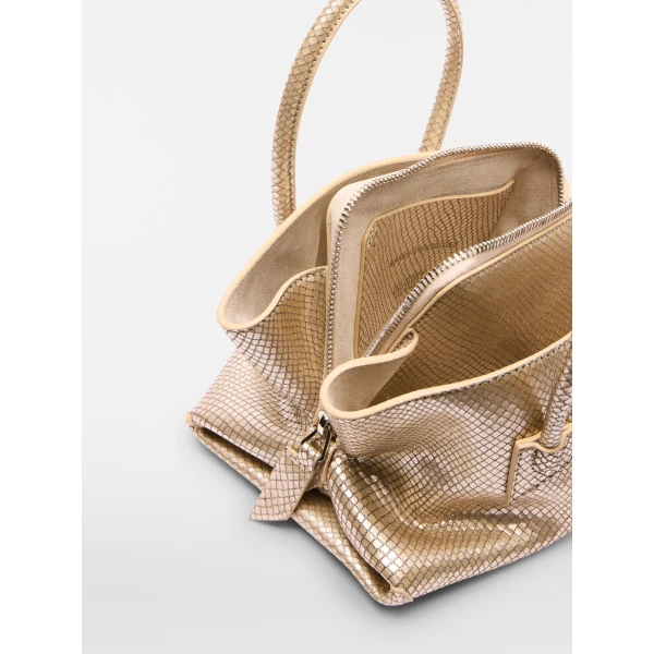 The Attico La Passeggiata Mini Bag in Platinum Watersnake Print | Totes & Top-Handle Bags | Coveti