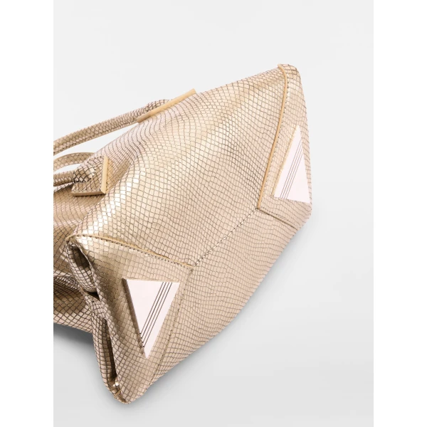 The Attico La Passeggiata Mini Bag in Platinum Watersnake Print | Totes & Top-Handle Bags | Coveti
