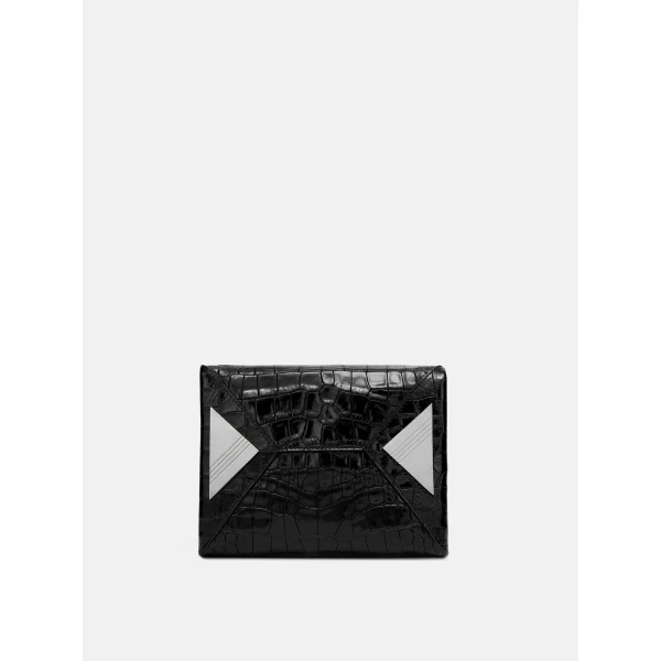 The Attico La Passeggiata Mini Top Handle Bag in Black Croc-Print Leather | Totes & Top-Handle Bags | Coveti