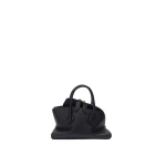 The Attico La Passeggiata Mini Top Handle Bag in Black Grained Leather | Totes & Top-Handle Bags | Coveti
