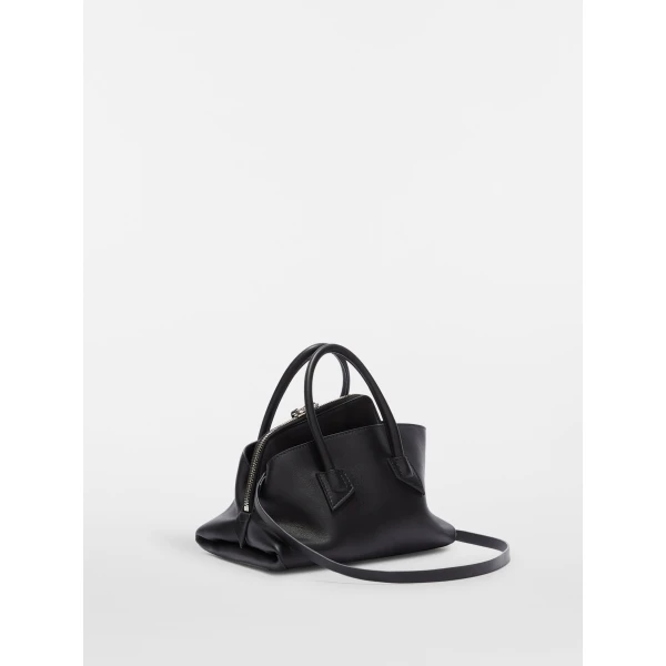 The Attico La Passeggiata Mini Top Handle Bag in Black Smooth Leather | Totes & Top-Handle Bags | Coveti