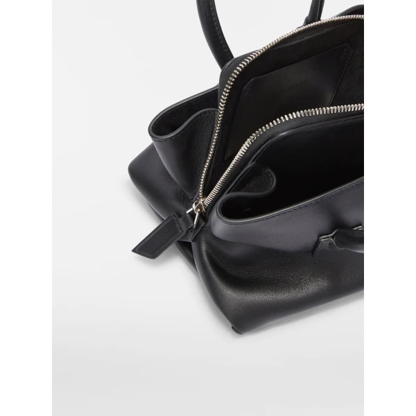 The Attico La Passeggiata Mini Top Handle Bag in Black Smooth Leather | Totes & Top-Handle Bags | Coveti